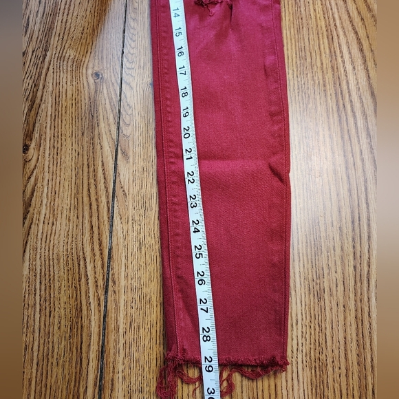 Hudson women's Krista ankle skinny jeans, ripped, distressed red,stretch, sz 27. - Picture 14 of 16